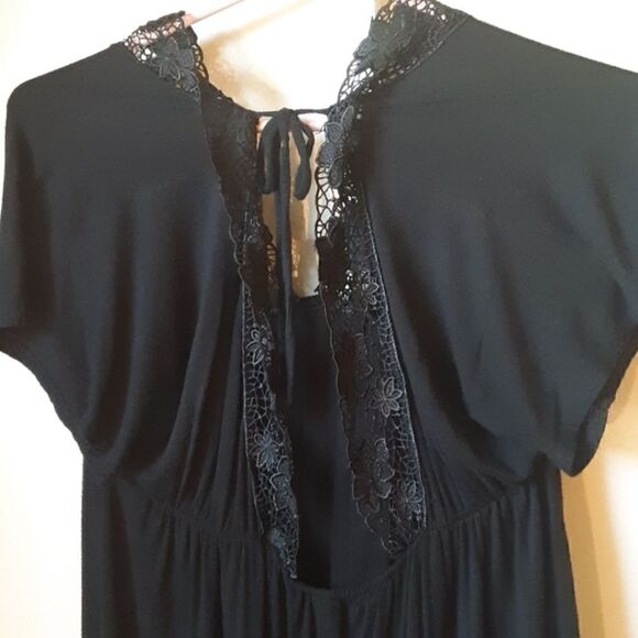 LUX BLACK OPEN BACK CAP SLEEVE MINI DRESS M - Picture 5 of 5